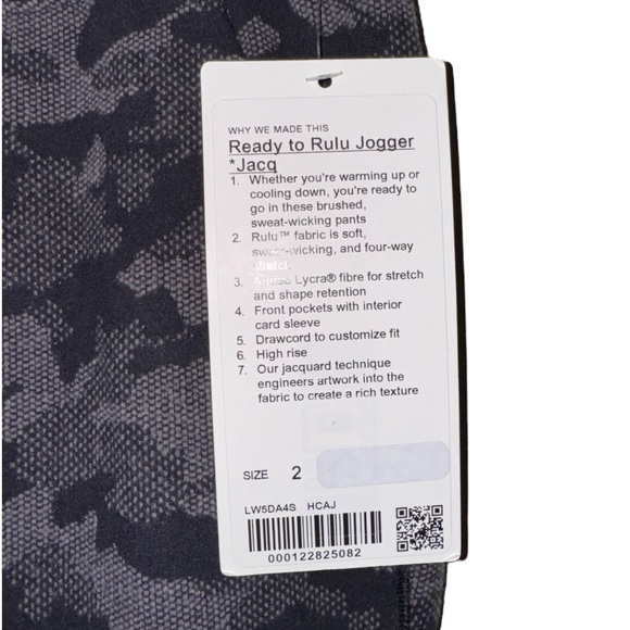 NWT LULULEMON Ready to Rulu Jacquard Heritage Camo Lunar Rock Joggers Size 2 - Picture 5 of 12